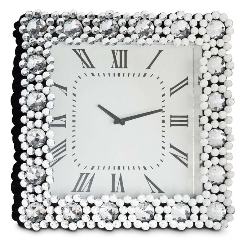Crystal Bloom Square Wall Clock