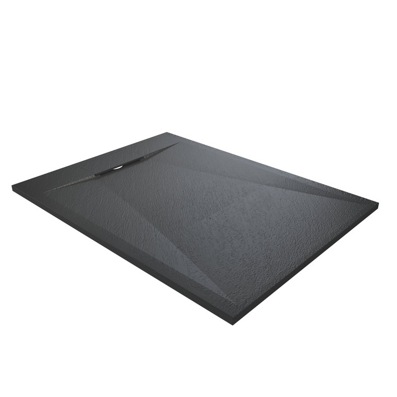 48"W x 36"D Wheelchair-Friendly Shower Base with Reversible Drain, SMC Cover, Black, 1" H x 47.24" W x 35.43" D