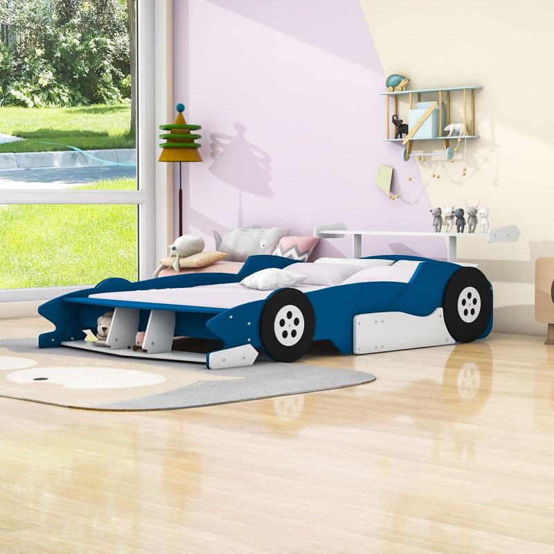 Lit plateforme avec roulettes Race, Double, Bleu
