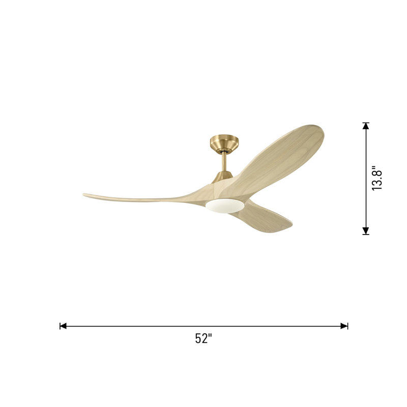 Visual Comfort Fan Maverick Smart 52 LED Indoor Ceiling Fan with Threaded Downrod, Dark Walnut blades and Handheld Remote