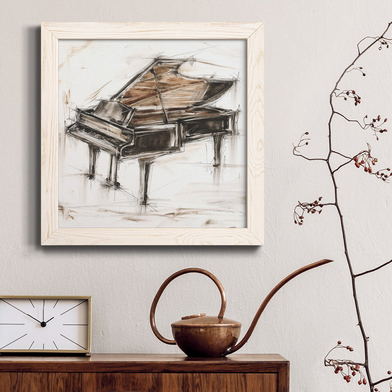 Étude de piano à queue - Toile encadrée de qualité supérieure - prête à être accrochée, H 35,5 po x l 35,5 po x P 1,5 po