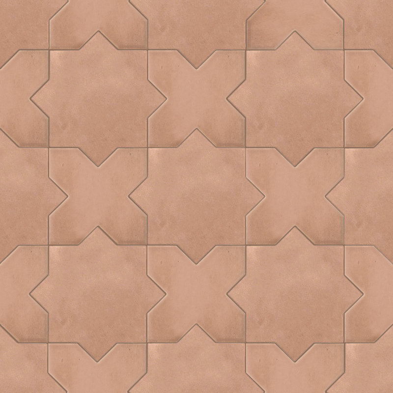 Star And Cross Porcelain Pattern Tile, Red