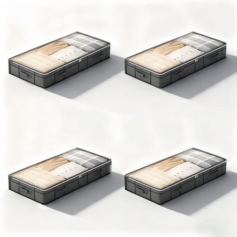 Bacs de rangement rayés sous le lit 39,4 po, paquet de 4 tiroirs en tissu durable, capacité de 90 L pour la chambre à coucher, petits espaces
