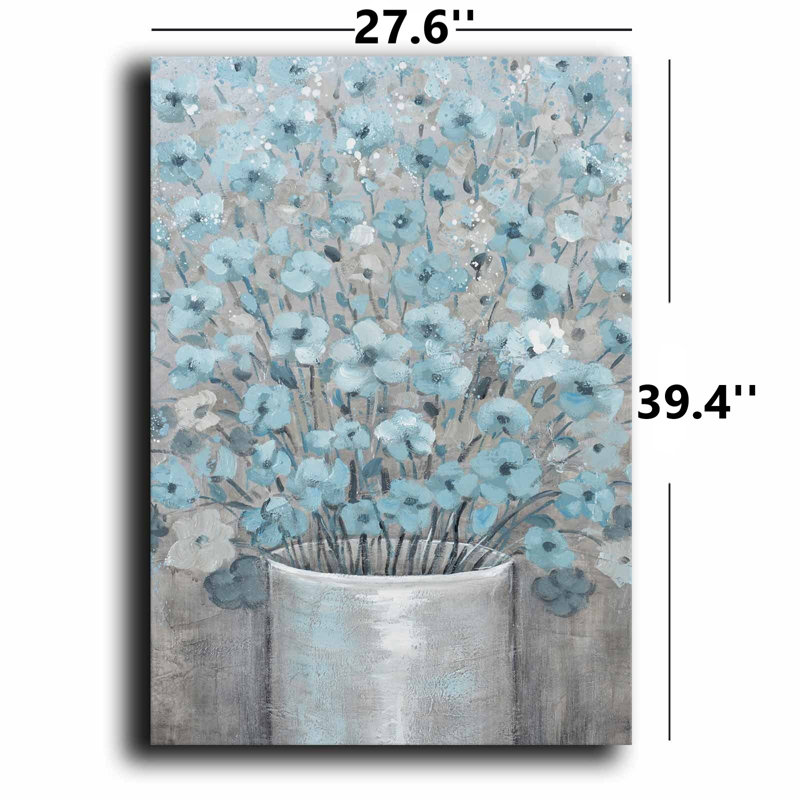 Turquoise Floral Vase Canvas Wall Art