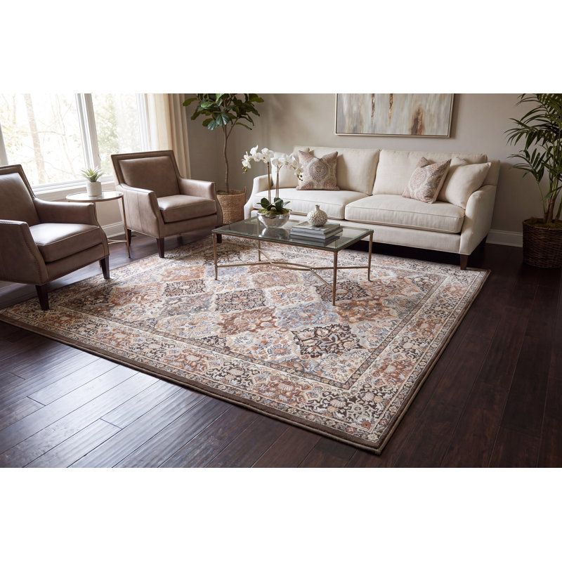 ANCIENT GARDEN 9.2X12.10 57008-3235 BROWN/BLUE, Rectangle 9'2" x 12'10"