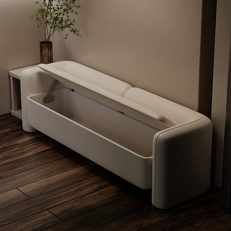 Banc rembourré blanc crème, Blanc crémeux