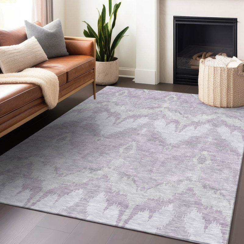 Premium Machine Washable Prisco Lavender Rug, Rectangle 10' x 14'