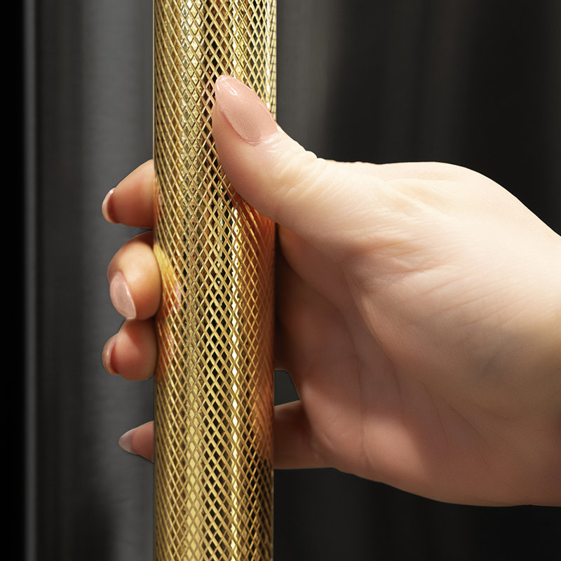 ZLINE Autograph 15 in. Touchstone Clear Cube Ice Maker with Black Steel Door & Bronze Helix Handle, Gold