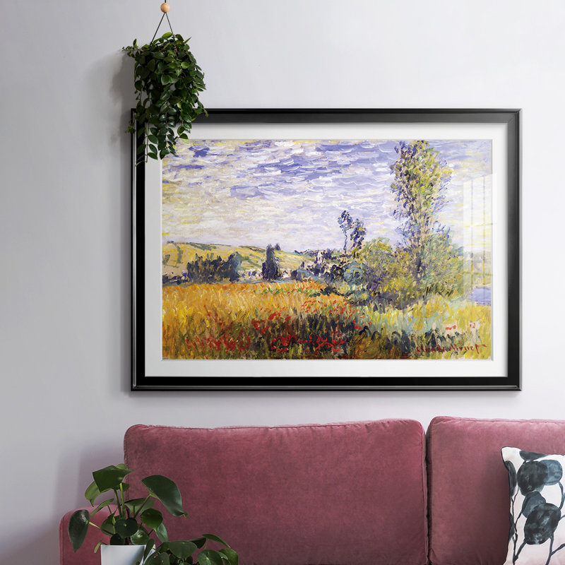 «Vethueil» encadré sur papier par Claude Monet, Noir, H 15 po x l 21 po x P 1,5 po