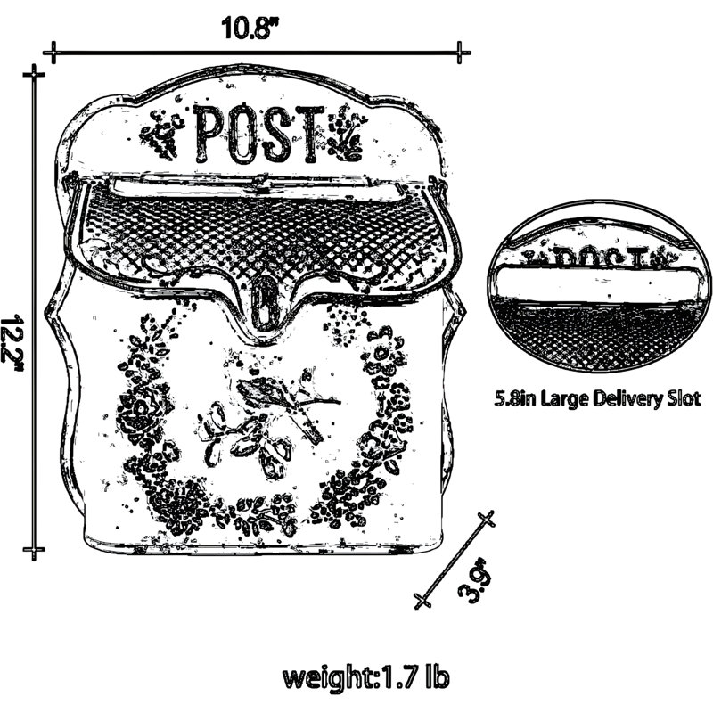 Boîte aux lettres murale rétro pour l'extérieur - Boîte aux lettres décorative verrouillable en métal avec installation facile pour le porche, le jardin et l'extérieur de la maison