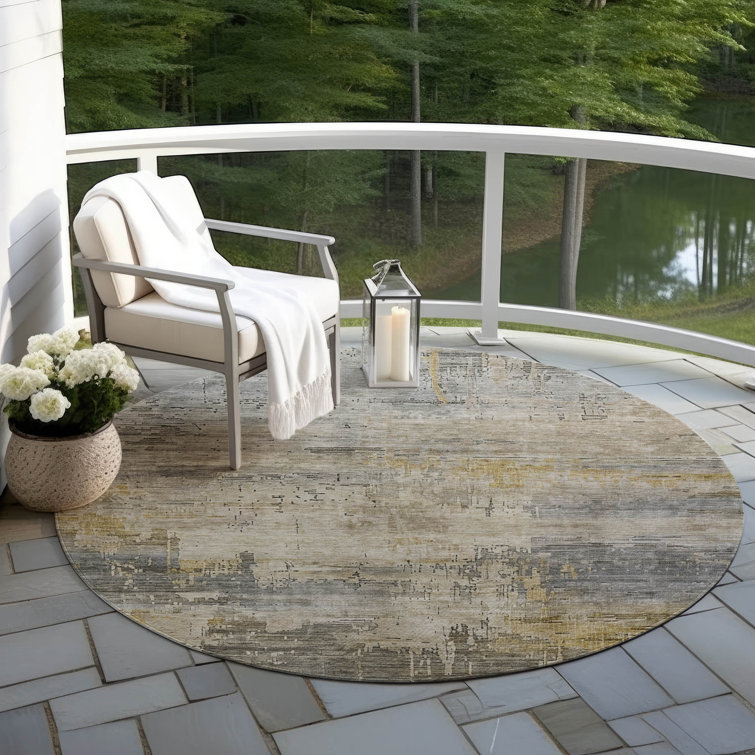 Machine Washable Indoor/Outdoor Claudian ACN1650 Pewter Rug