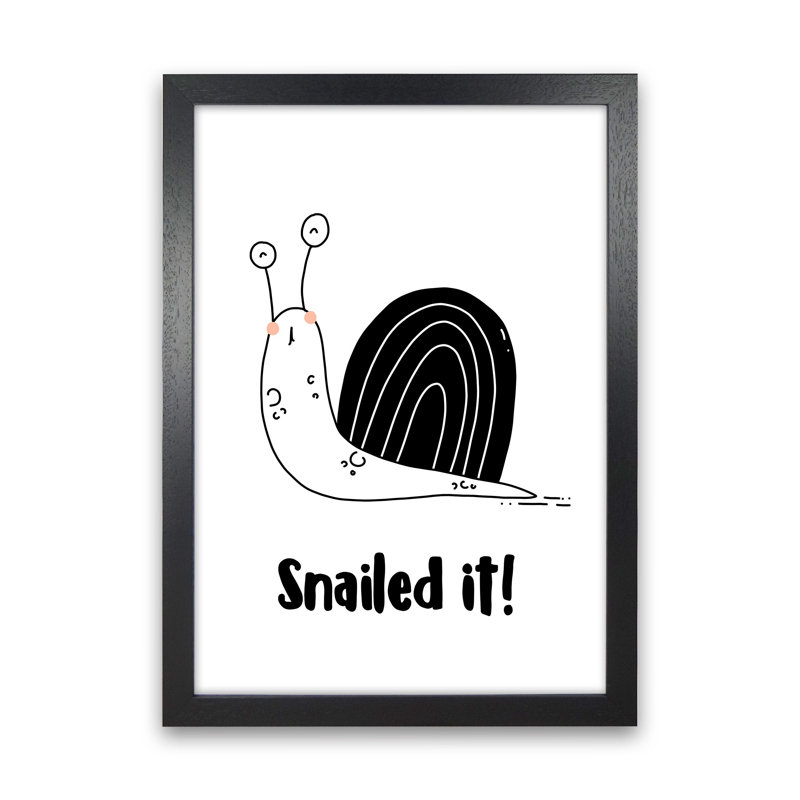 Snail by Miniofmine - Print, 46cm H x 34cm W x 3cm D, Brown Framed