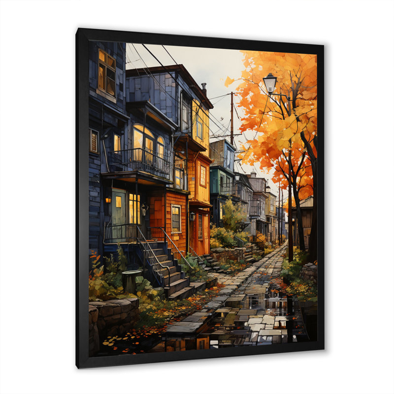 «Cityscape Alleyway Patchwork IV», reproduction, H 44 po x l 34 po x P 1,5 po, Cadre photo noir