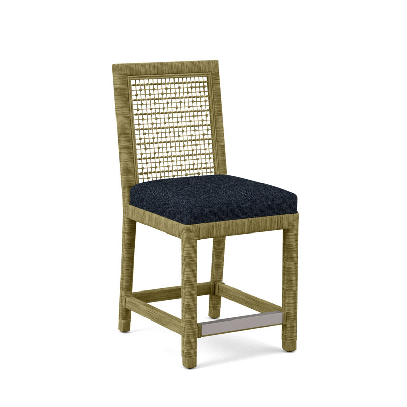 Pine Isle 24" Counter Stool, Sunbrella Beige Pinstripe; 6205-74, Brass