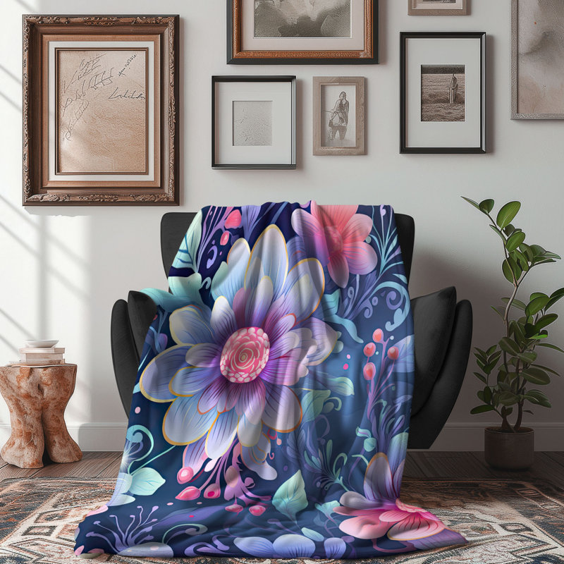 Ensemble de jeté en sherpa de qualité supérieure Enigmatic Bloom Ensemble - 1 pièce, Lit simple