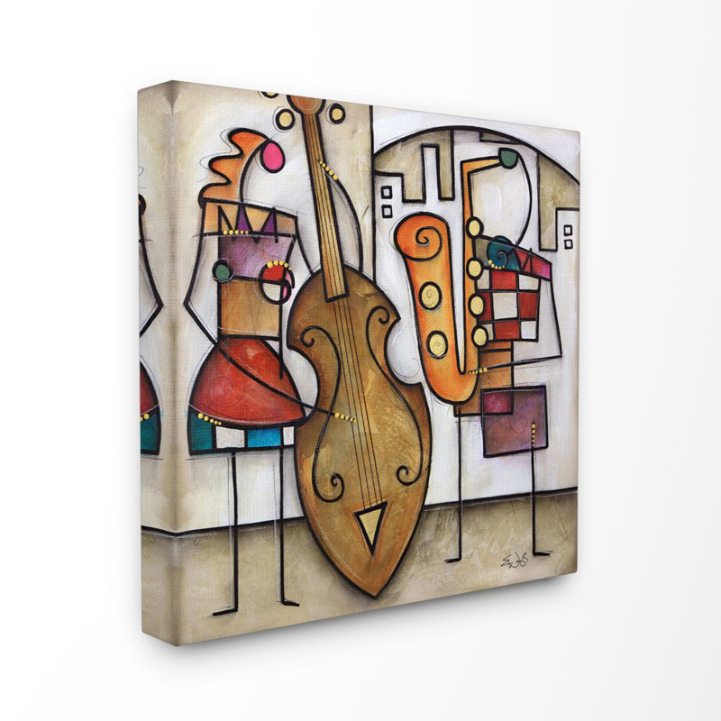 «Musical Duet Abstract Modern Peinture», impression sur toile, Toile tendue, H 17 po x l 17 po x P 1,5 po