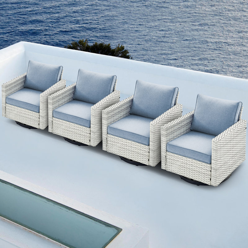 Chaises de patio pivotantes avec coussins Ingvald, Bleu pastel