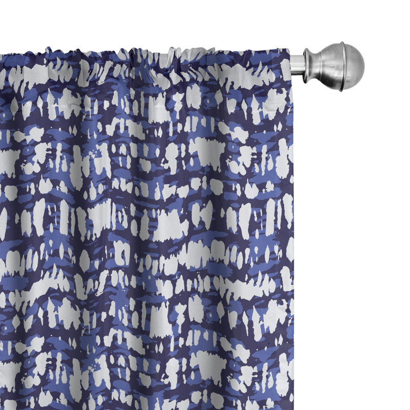 Rideaux 4 panneaux Bungalow Rose Fashion, ornement imprimé animal, bleu foncé et blanc, L 56 po x L 63 po