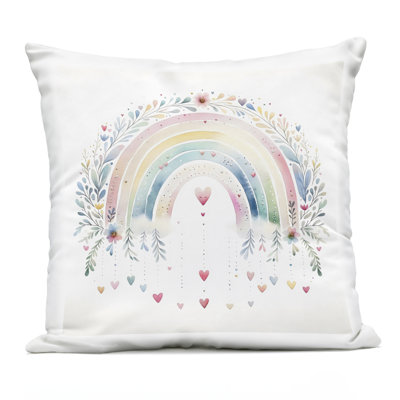 Coussin d'extérieur Rainbow avec cœurs suspendus, imprimé par Creative Studio, 18 x 7 x 18