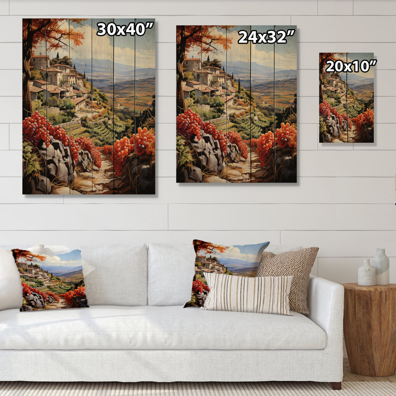 Fauvisme espagnol Hacienda III - impression de paysages urbains sur bois de pin naturel, H 20 po x l 10 po x P 0,78 po