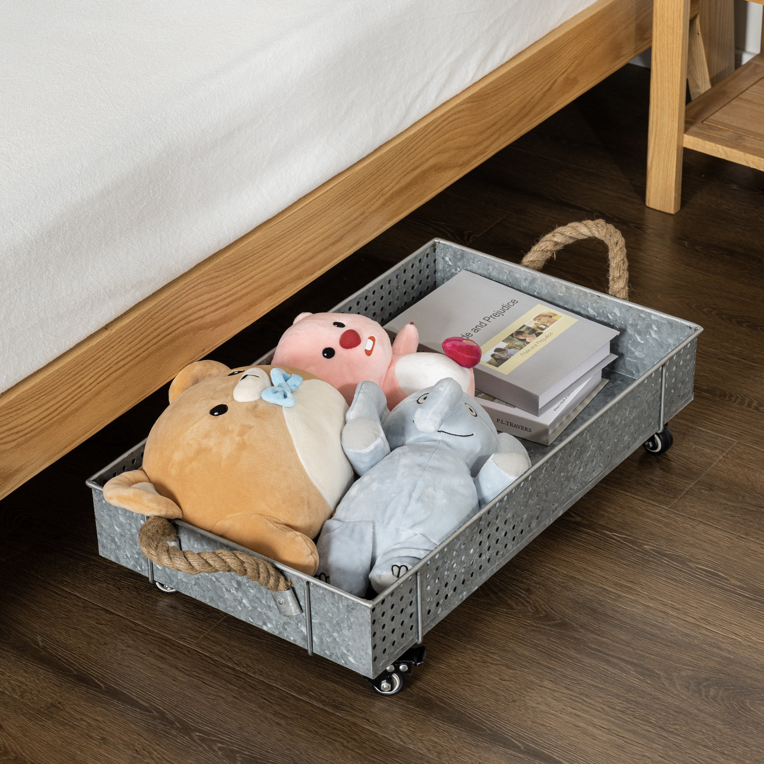 Breakwater Bay Galvanized Rolling Under Bed Basket Cart Storage