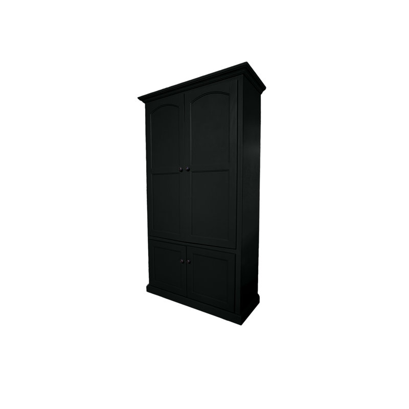 Black Traditional 75" Kitchen Pantry Cabinet with Arched Doors