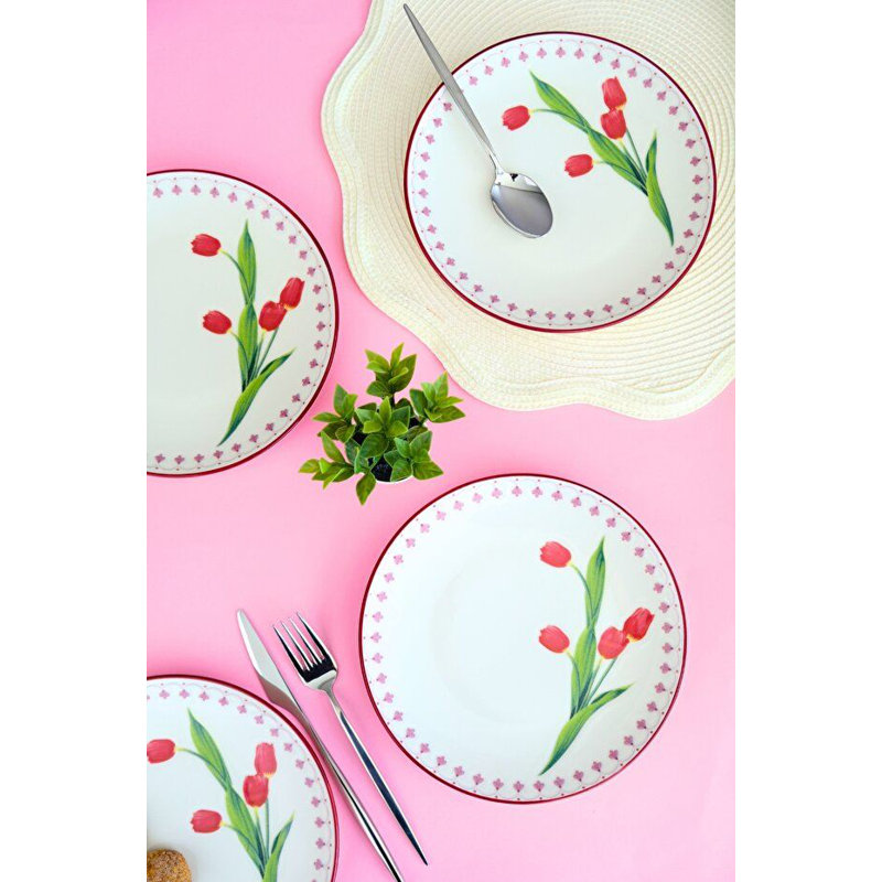 Premium Dessert Plate Set (4 Pieces), 7.9 x 7.9 x 0.8 inches | 100% Porcelain, Dishwasher & Microwave Safe | Elegant Design for Serving Desserts, Appetizers & Snacks, Perfect for Parties & Everyday Use