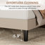 Lit tapissier avec station de charge, lit plateforme double à lattes en bois, tête de lit port USB moderne, sans sommier, beige-2142175915-2085627527