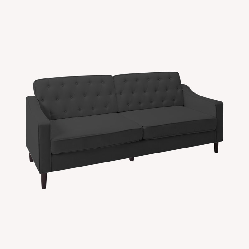 77.2” Square Arm Sofa, Dark Gray Velvet