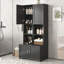 Armoire de rangement haute et large pour salle de bain avec 4 portes, tablettes réglables et tablettes ouvertes multicouches pour une organisation maximale-1646354719