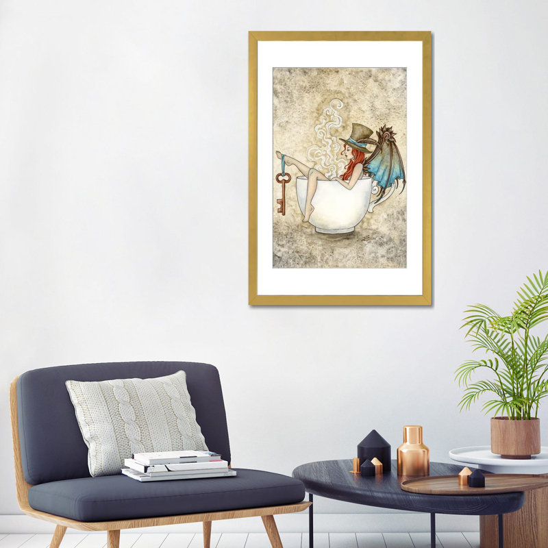 Steam Bath, 32" H x 24" W x 1" D, White, Gold Open Corner Framed Paper