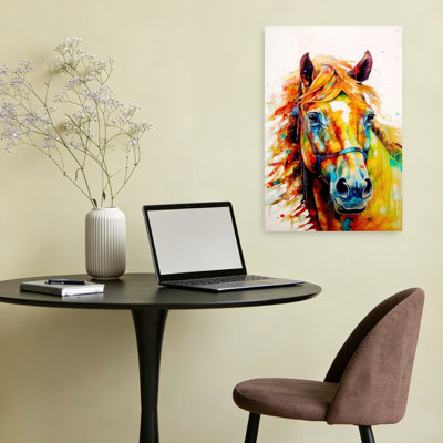 Impression d'art mural cheval coloré et coloré