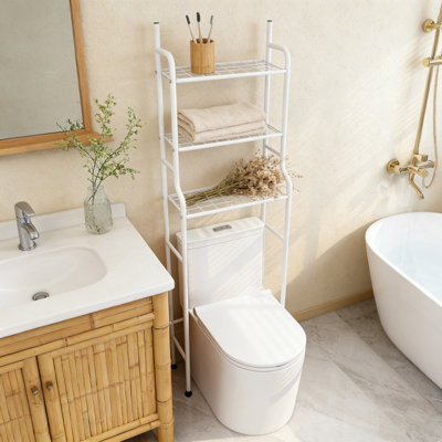 Support de rangement à 3 niveaux au-dessus de la toilette, organisateur de salle de bain peu encombrant avec fabrication en acier métallique pour les serviettes et les articles essentiels