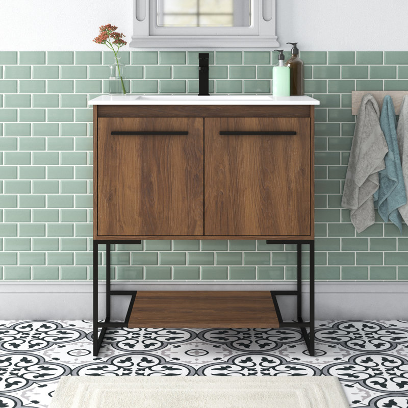 Ensemble de meuble-lavabo simple 30 po Gerard, Noyer brun
