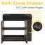 Meuble-lavabo en chêne fumé avec lavabo, mélamine et contreplaqué, 1 ensemble, meuble-lavabo, noyer foncé et noir mat, autoportant, grand espace de rangement et charnières à fermeture douce