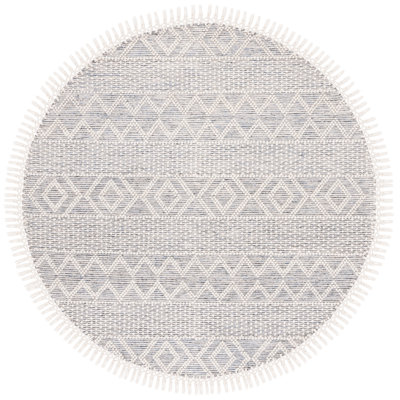 Peetz Hand Loomed Wool/Cotton Southwestern Rug in Blue/Ivory