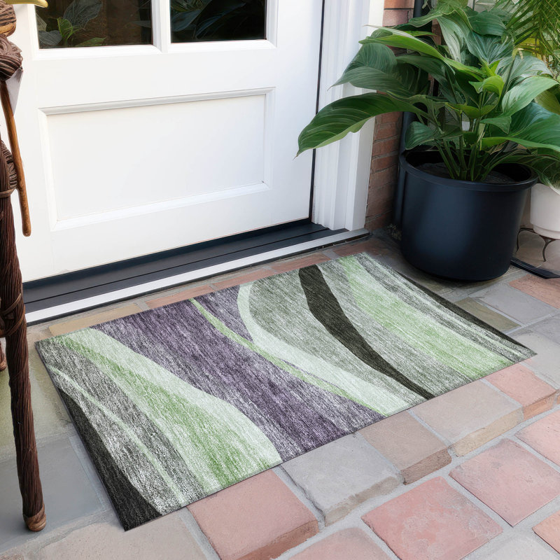 Tapis mauve intérieur / extérieur lavable à la machine ACN1098, Rectangle 1 pi 8 po x 2 pi 6 po