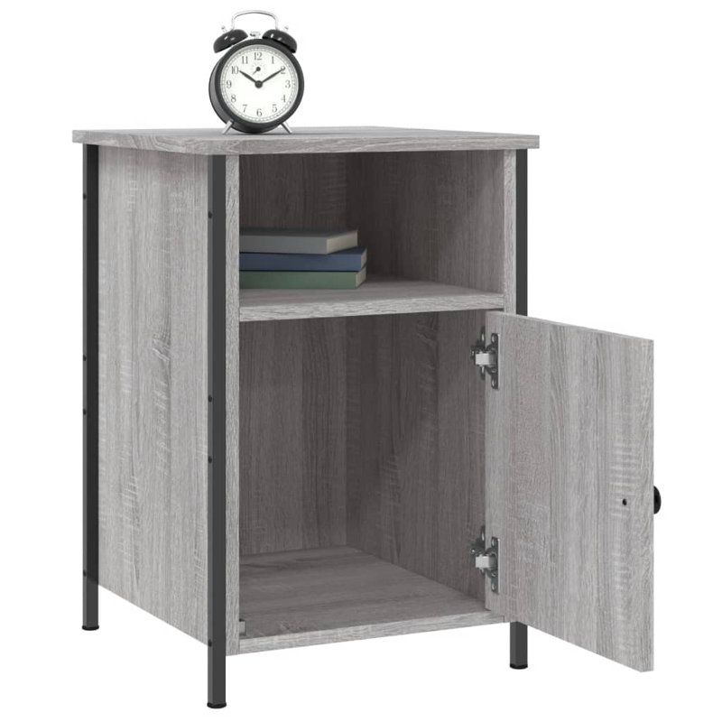 Mehetabel 40cm W Iron Bedside Table, Grey Sonoma, Set of 2