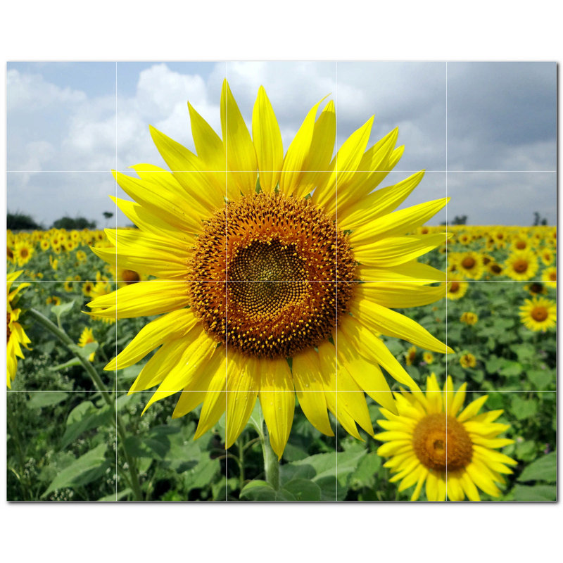 Décoration murale fleurs en céramique satinée 4,25 po x 4,25 po