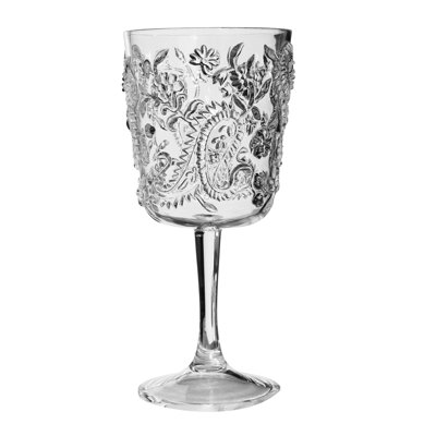 Paisley Plastic Wine Glasses Set of 4