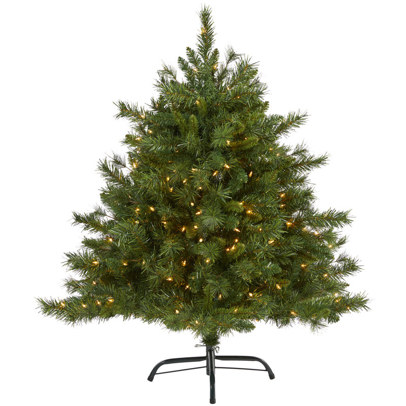Lighted Artificial Pine Christmas Tree, 4' H