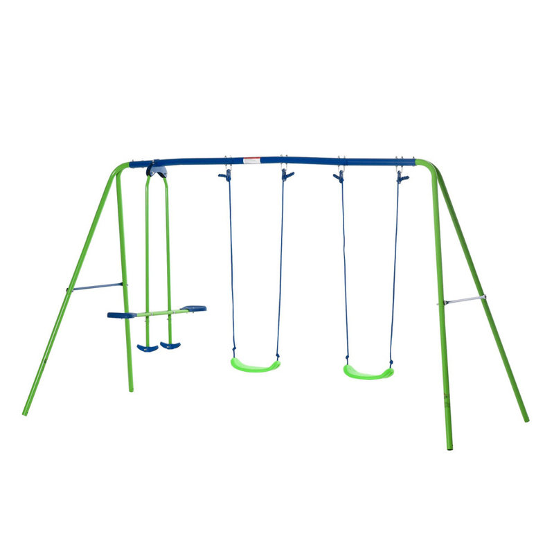 Portique de balançoire robuste avec cadre en A et 2 sièges | Ensemble de jeu extérieur | 3 ans et plus