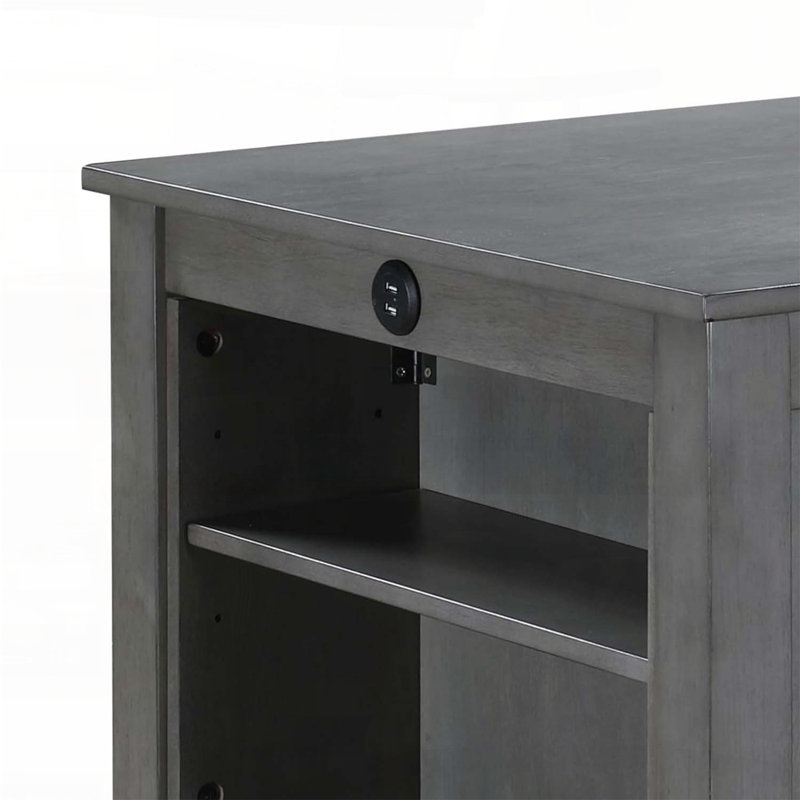 Table de salle à manger à hauteur de comptoir 36 po avec ports USB et tablettes - gris, Gris