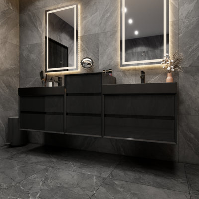 Ayami 66.38'' Double Bathroom Vanity with Stainless Steel Top