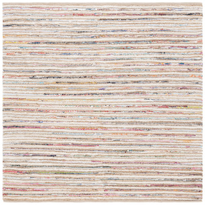 Karletta Woven Jute/Canvas/Cotton Performance Striped Rug in Natural/Rust