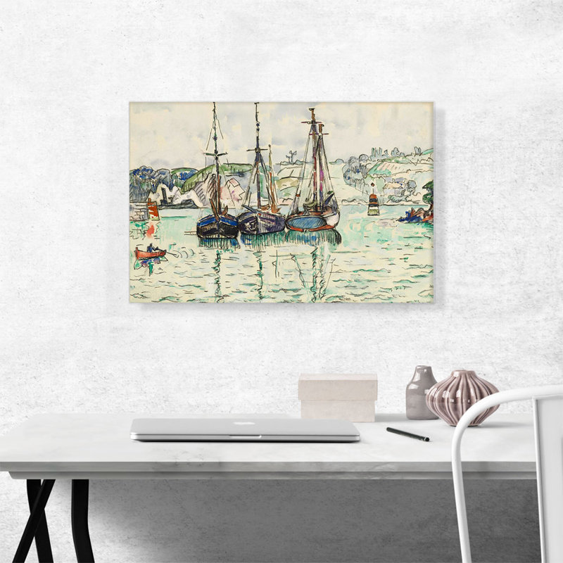 Trois voiliers par Paul Signac - reproduction d'art sur toile tendue, H 18 po x l 26 po x P 1,5 po