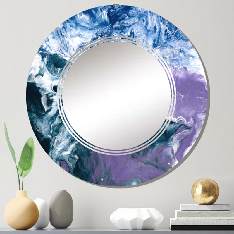 Miroir mural bleu et violet, 24 po x 24 po