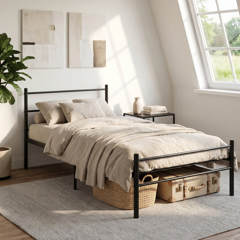 Djuna Metal Bed, Single (3'), Black