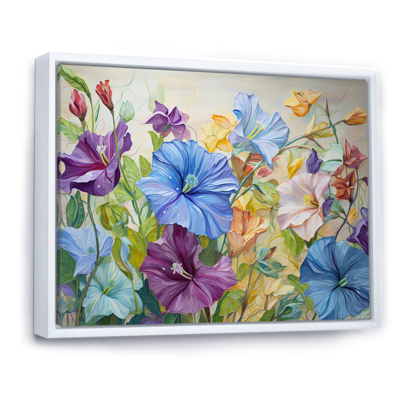 Mauve matin, gloire et fleurs I, Cadre flottant blanc, H 30 po x l 40 po x P 1,5 po
