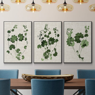 Forest Foliage On Linen I " Forest Foliage On Linen I " 3 - Pieces